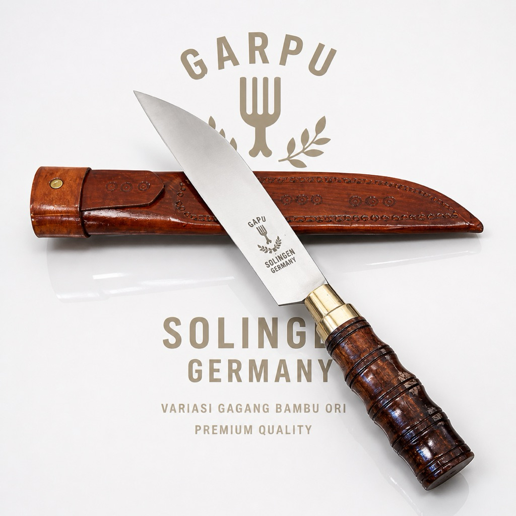 Pisau Cap Garpu potong daging sayur 15 cm  ( variasi bambu ori)