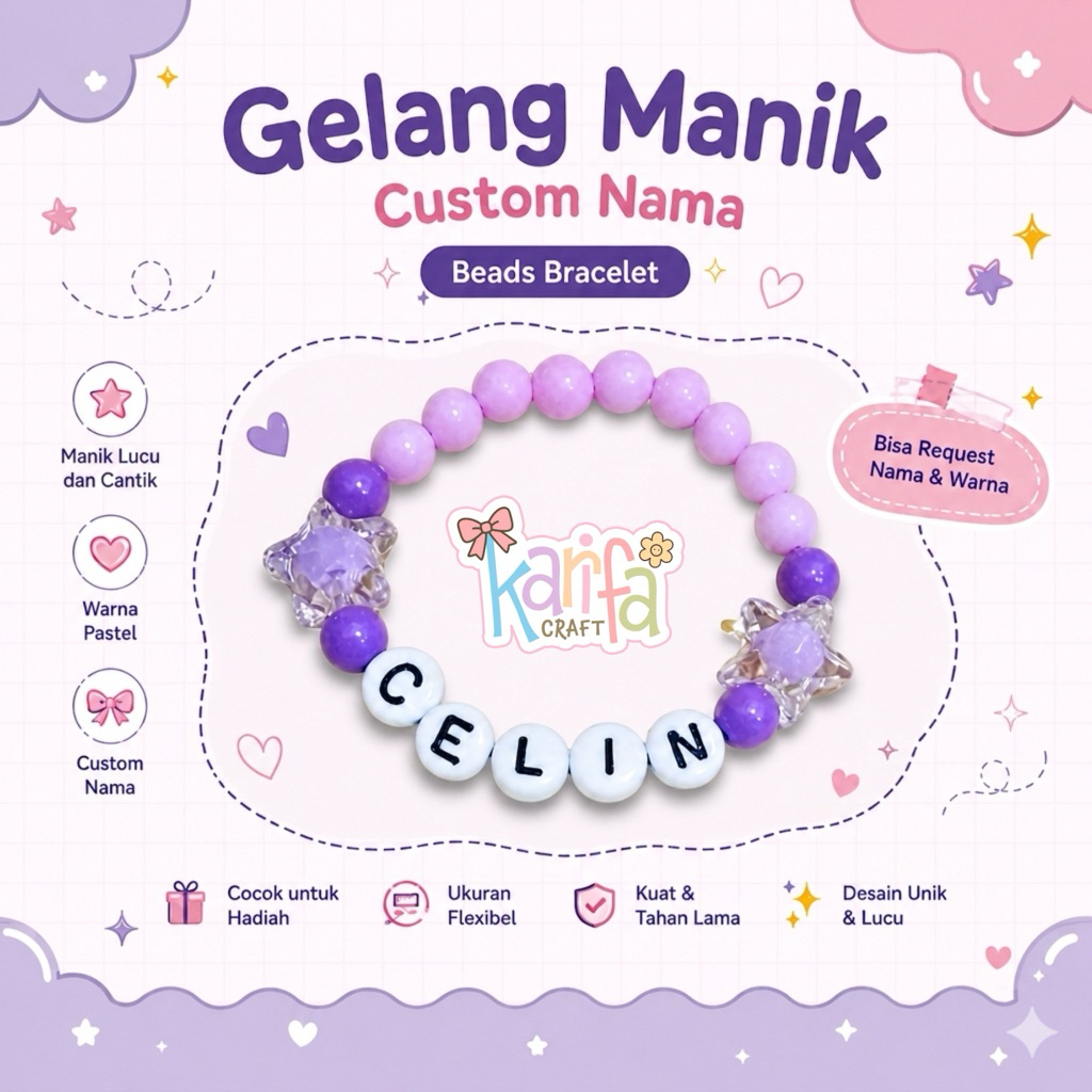 GELANG MANIK ANAK / GELANG MANIK CUSTOM NAMA / GELANG ANAK / GELANG CUSTOM