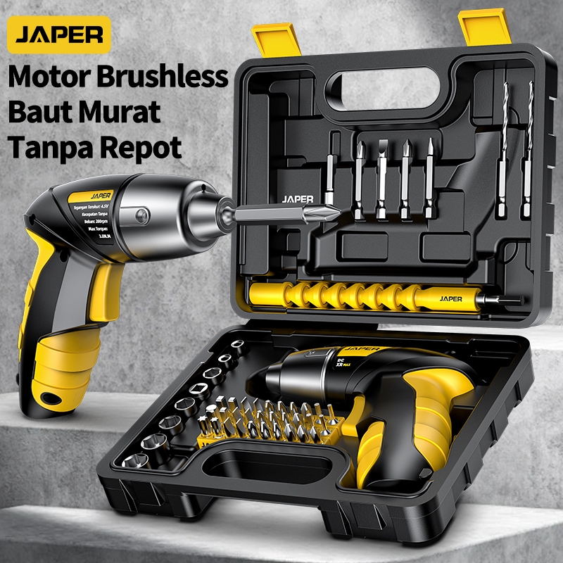 Obeng Set Lengkap Toolbox Mesin Bor Listrik Baterai Obeng Elektrik Set Komplit Mini Cordless Portabl