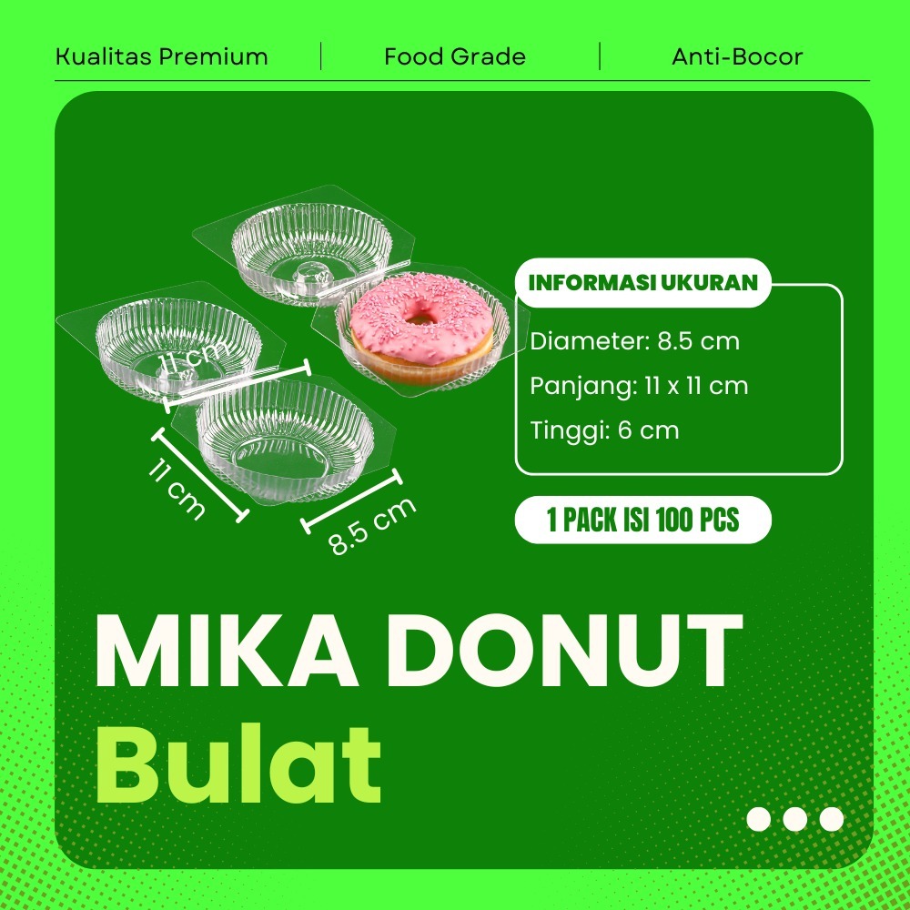 Mika Donat Bening Mika Kue Donat Tray Donat Bulat isi 50 pcs
