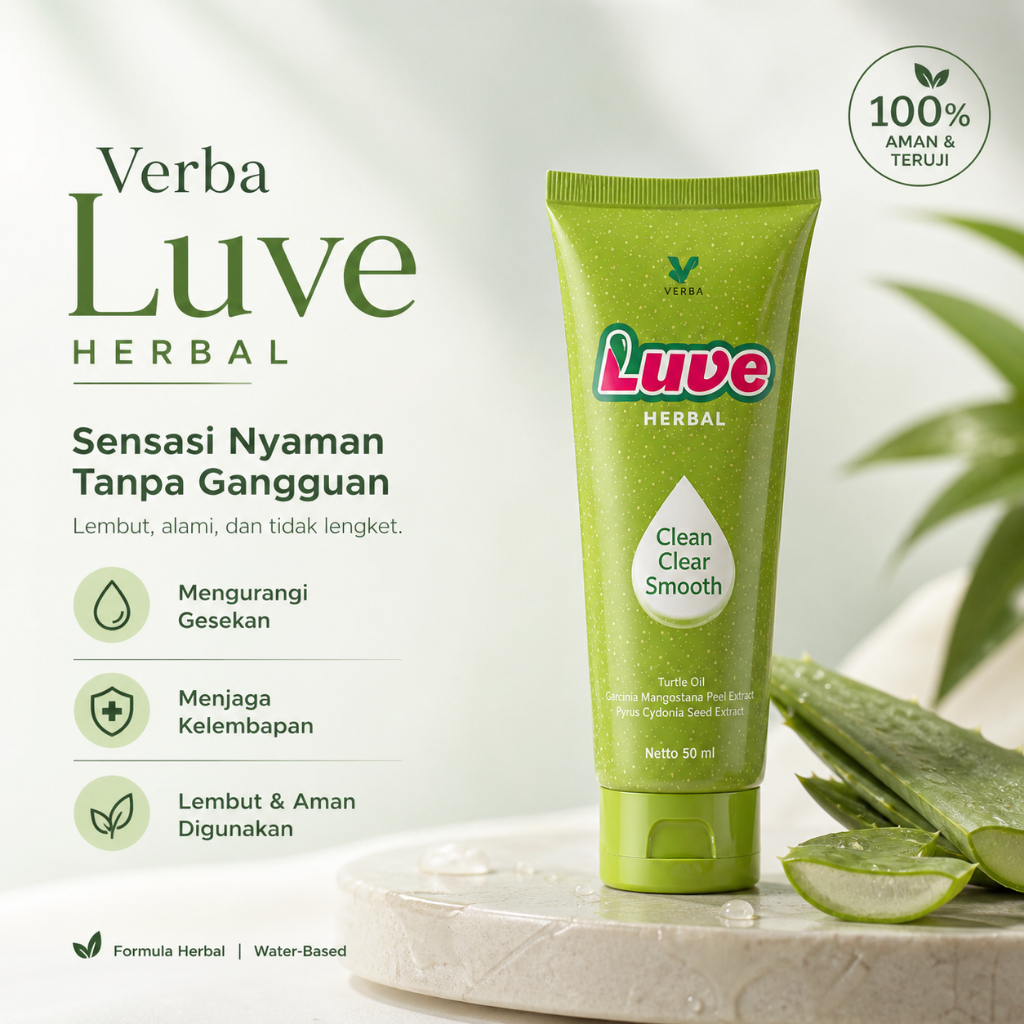 Verba LUVE Pelicin Pelumas Pria Wanita dengan xtrak aloe vera Original Aman BPOM