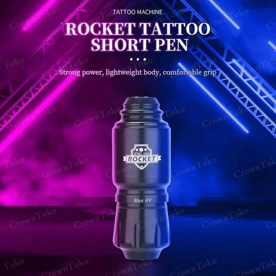 Mesin Tattoo Rotary Pen Wireless Mini Rocket Full Set Baterai Rechargeable RCA