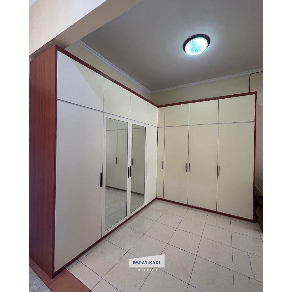 Lemari Full Plafon Custom Modern Clean L Shape Sidoarjo