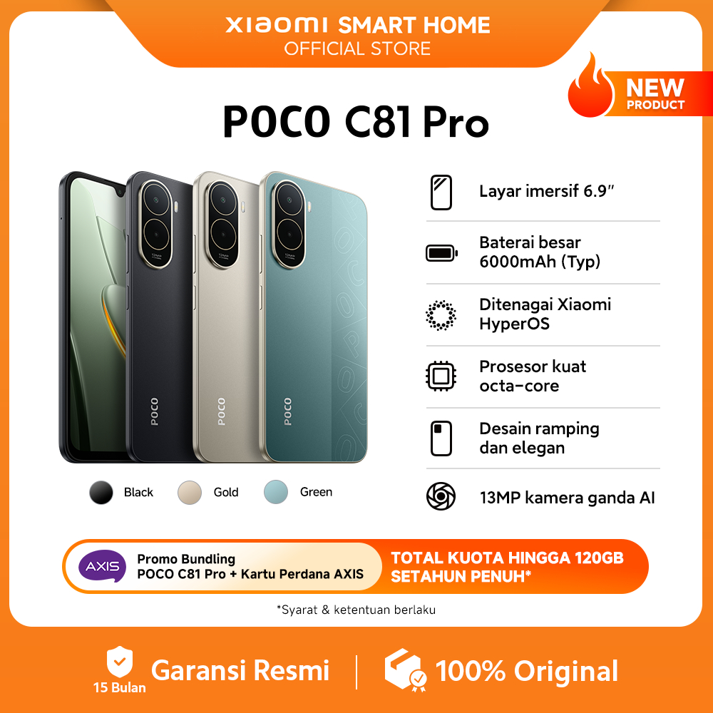 POCO C81 Pro (4GB/128G) (4GB/64GB) | Layar imersif 6.9" | Baterai besar 6000mAh (Typ) | Ditenagai Xi