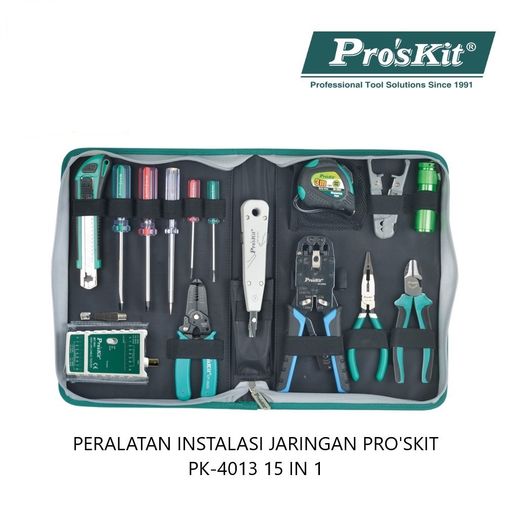 PERALATAN INSTALASI JARINGAN PROSKIT PK-4013 15 IN 1 ORIGINAL