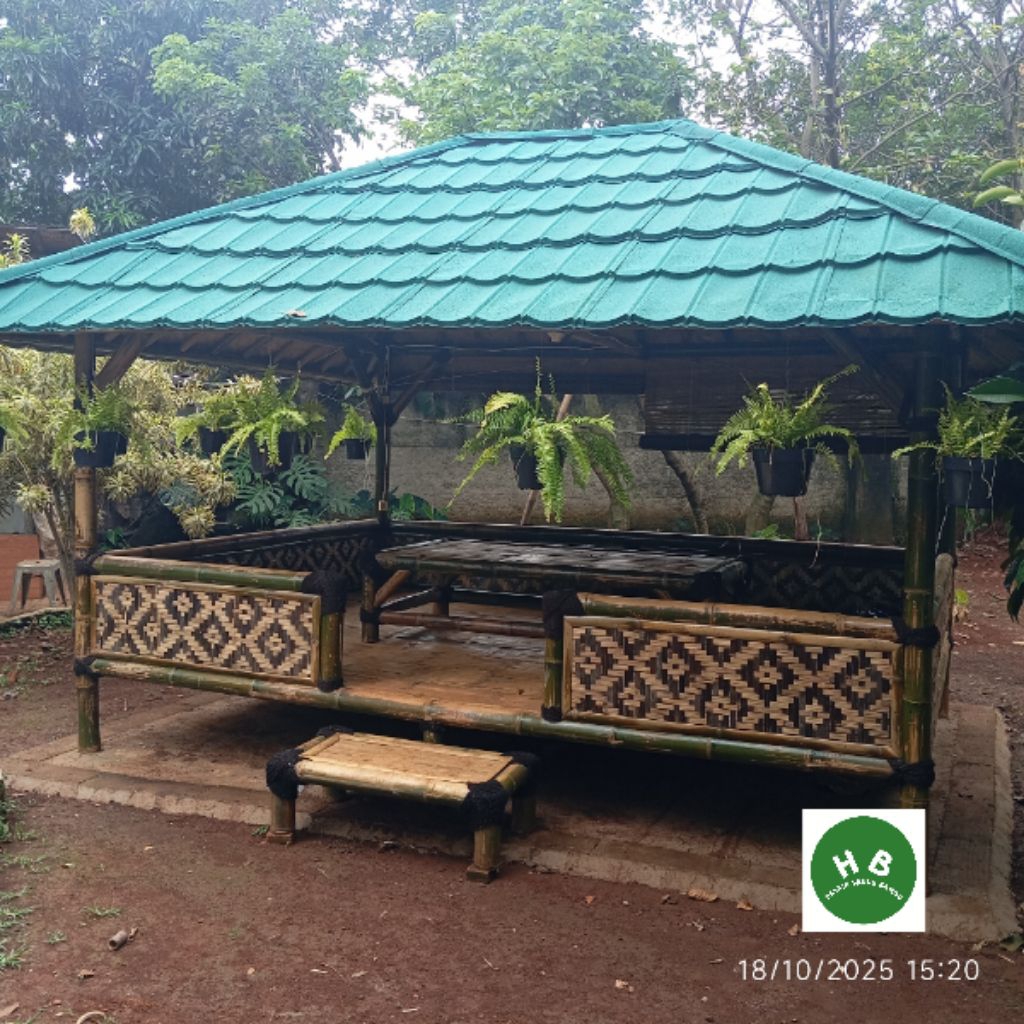 saung bambu gazebo atap multi roof | PxL 3x4 meter