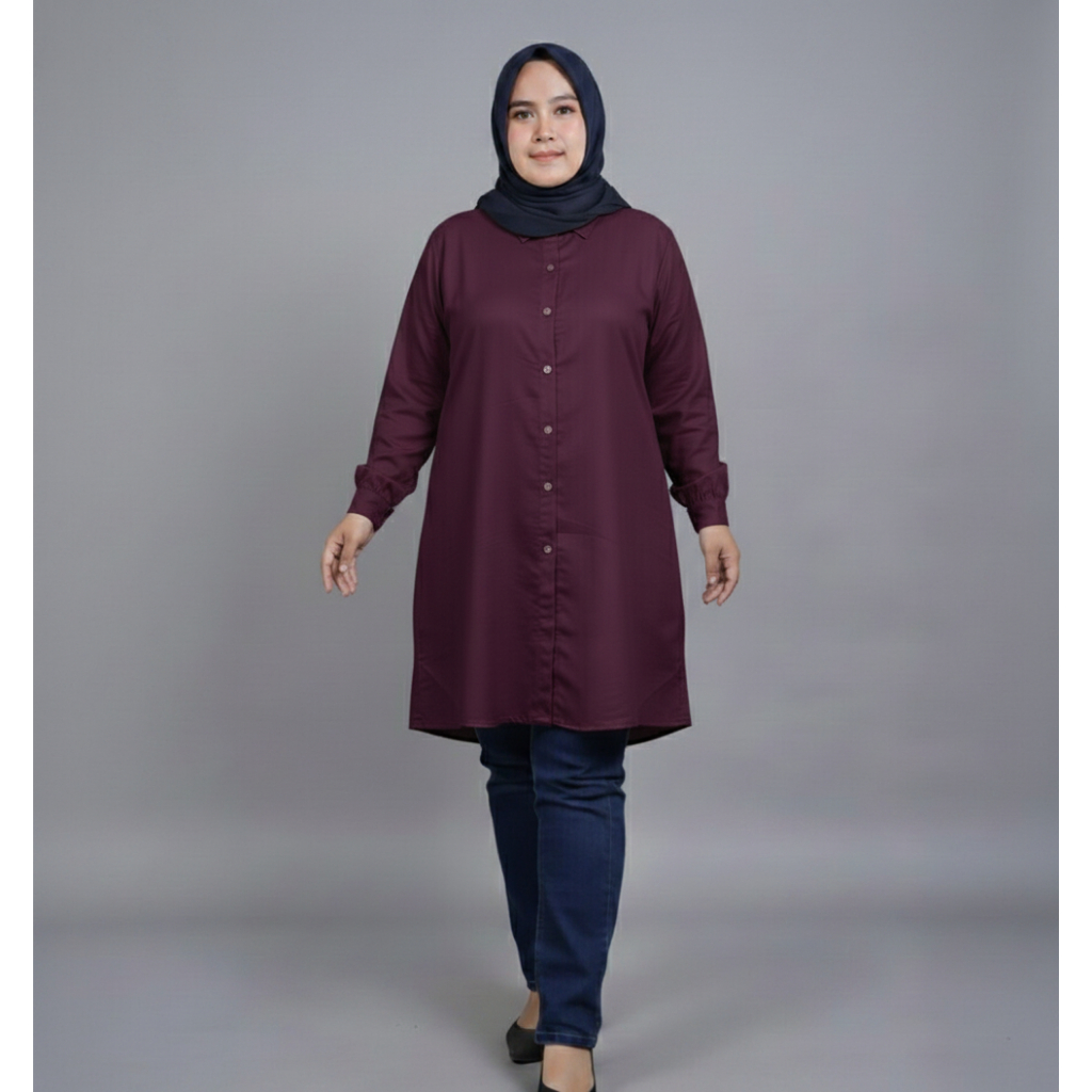 Kemeja Tunik Rayon Big Size LD 120 LD 130 LD 140 LD 150 blouse wanita big size