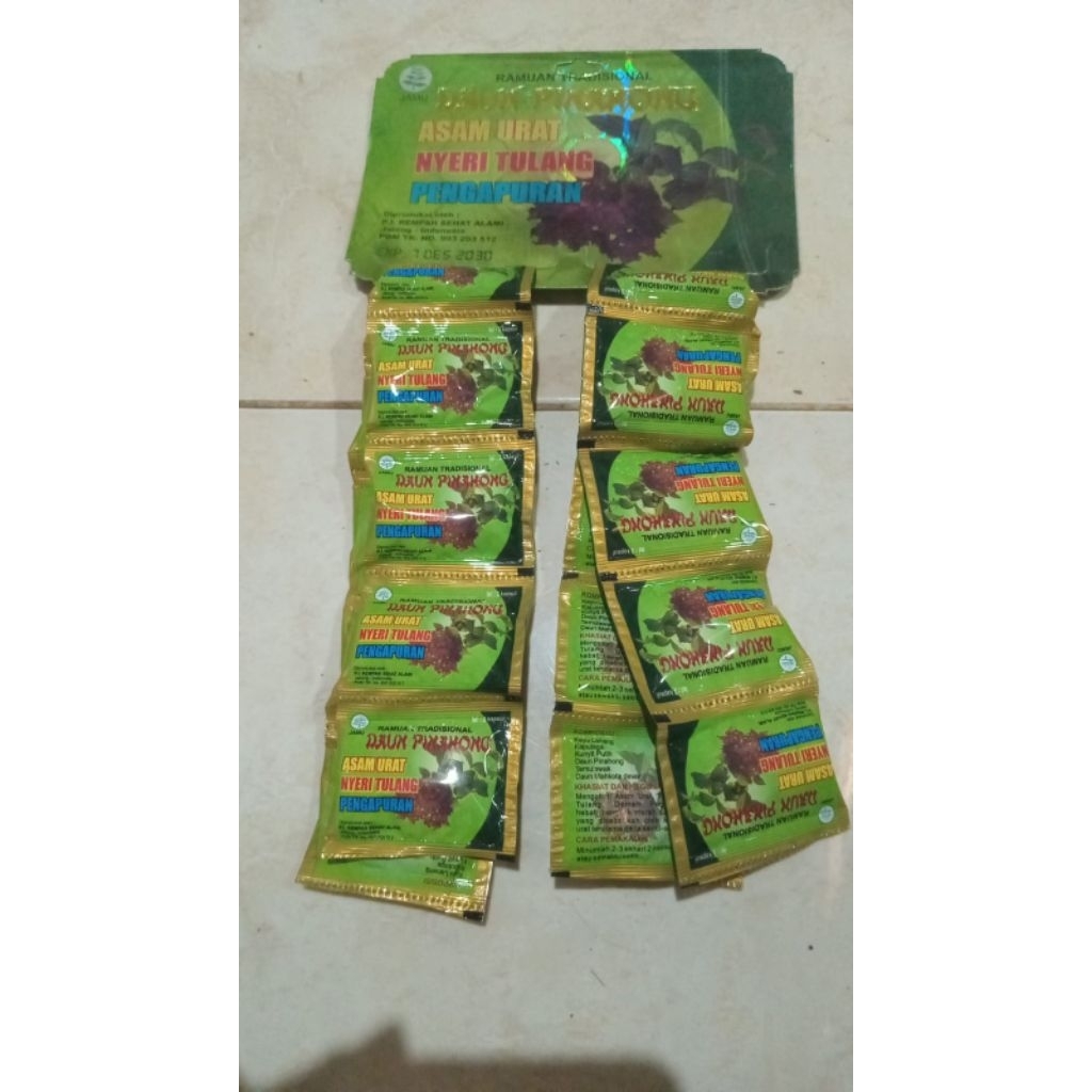 daun pinahong asam urat dll