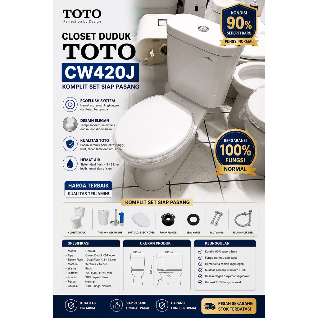 CLOSET DUDUK TOTO CW420JP|CLOSET DUDUK TOTO BERKUALITAS