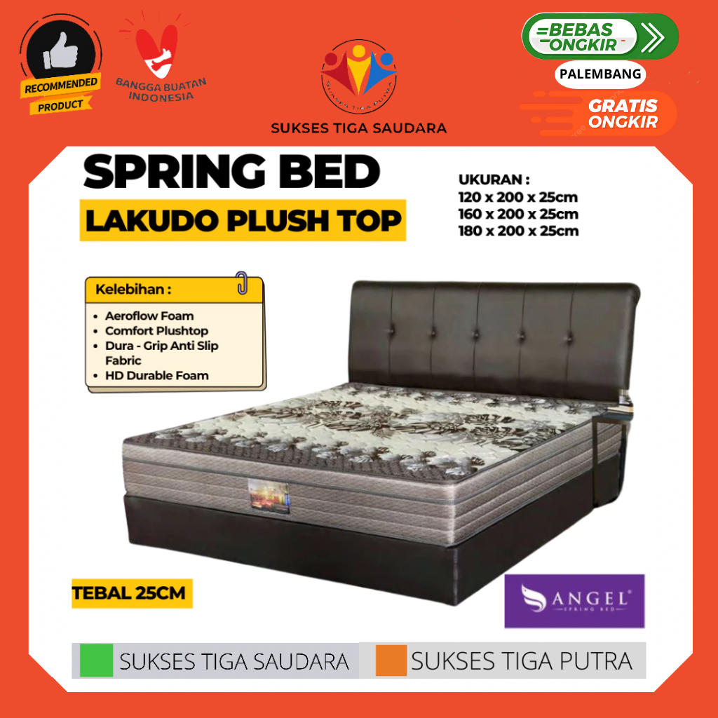 SPRING BED LAKUDO PLUSHTOP ANGEL TEBAL 22CM (MATRAS SAJA) / MATRAS MURAH BERKUALITAS PALEMBANG