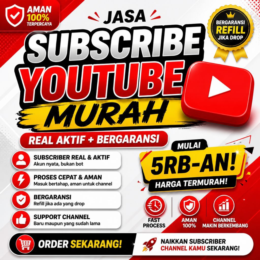 100 Subscriber YouTube Murah | Real Aktif + Bergaransi Refill | Proses Cepat & Aman
