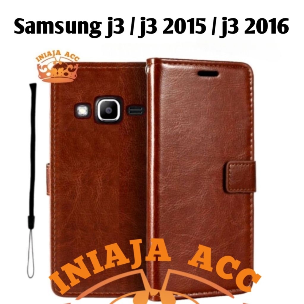 CASE SAMSUNG j3 / j3 2015 / j2016 LEATHER CASE SARUNG HP DOMPET KULIT FLIP COVER CASE BUKA TUTUP KES