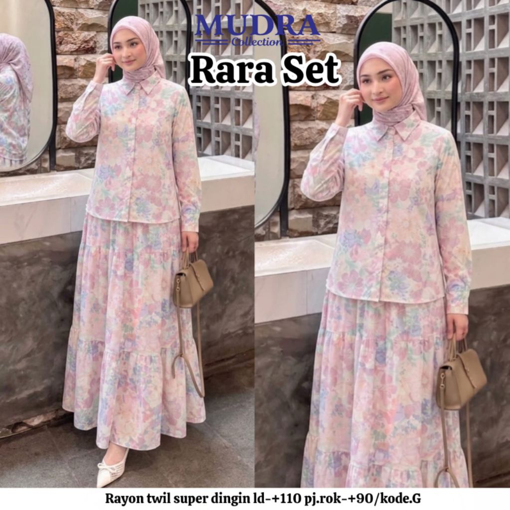 Baju Setelan Rayon Motif Bunga Rara Nania Set Rok Ori By Mudra Marsella