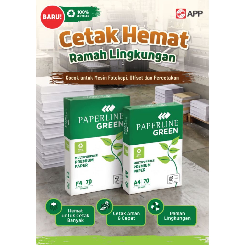 kertas hvs paperline green 70 A4/rim