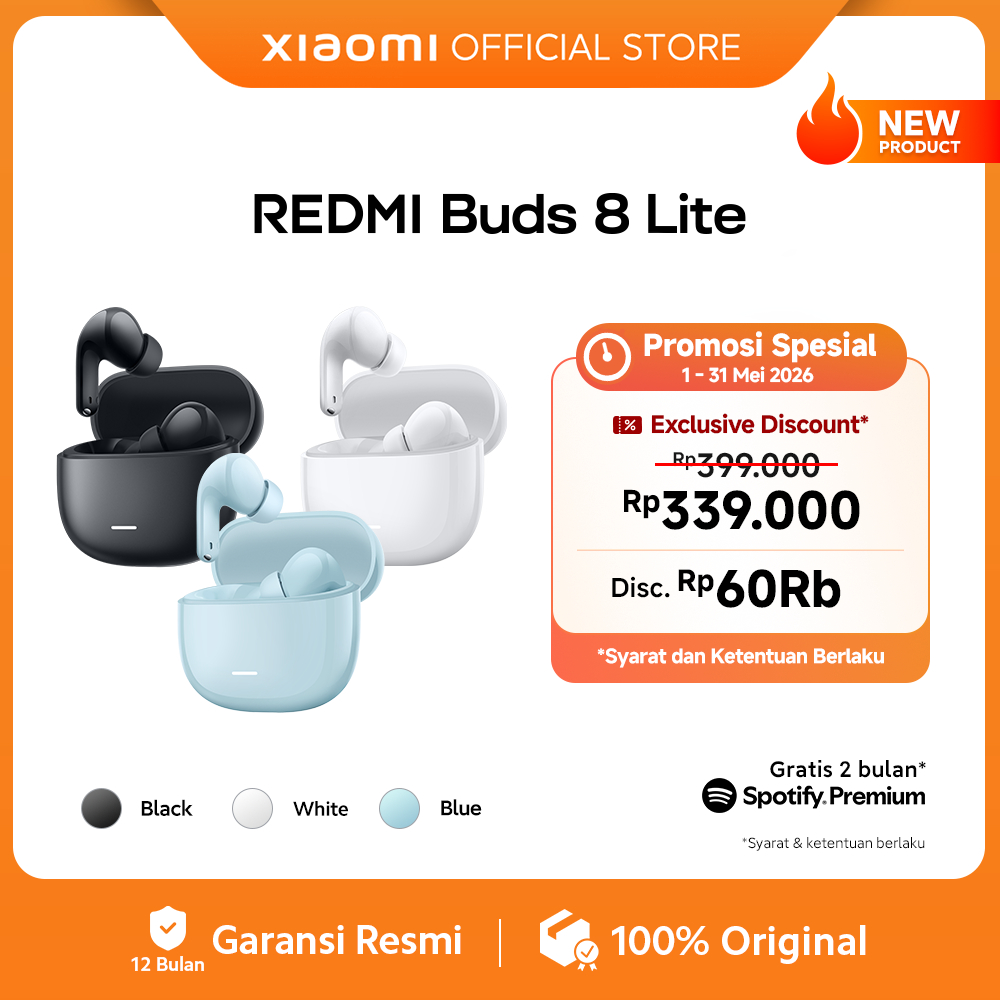 Xiaomi Redmi Buds 8 Lite | Hybrid ANC hingga 42dB | Driver 12,4mm berkualitas tinggi | Dual mikrofon