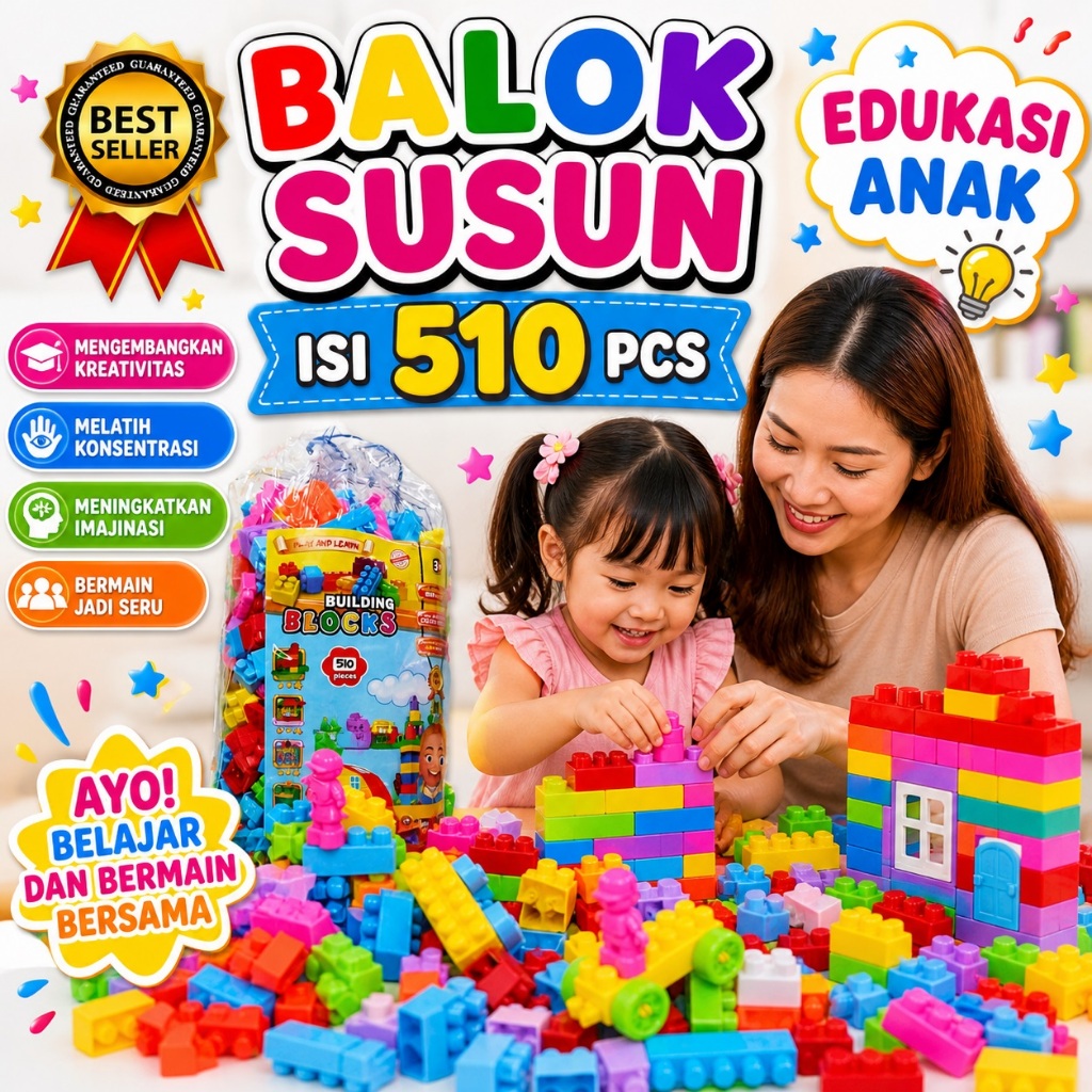 Mainan Bongkar Pasang Mainan Balok - Mainan Balok Susun Bisa Jadi Gedung Tingkat