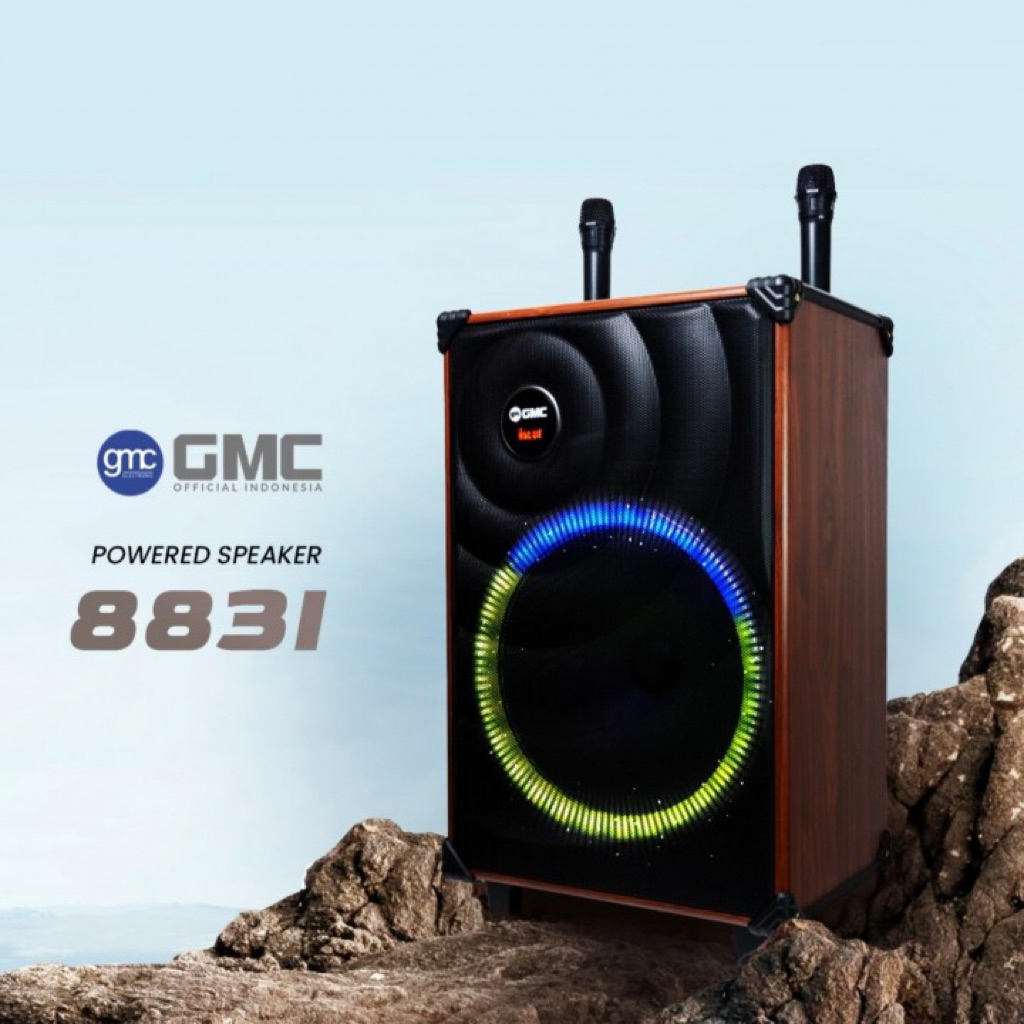 Speaker Portable 15inch GMC 881I Free 2 Mic