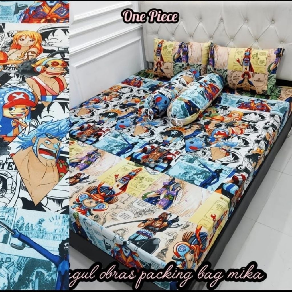 SPREI KARET KATUN PREMIUM 90/100/120/140/160/180/200 MOTIF anime one piece comic manga