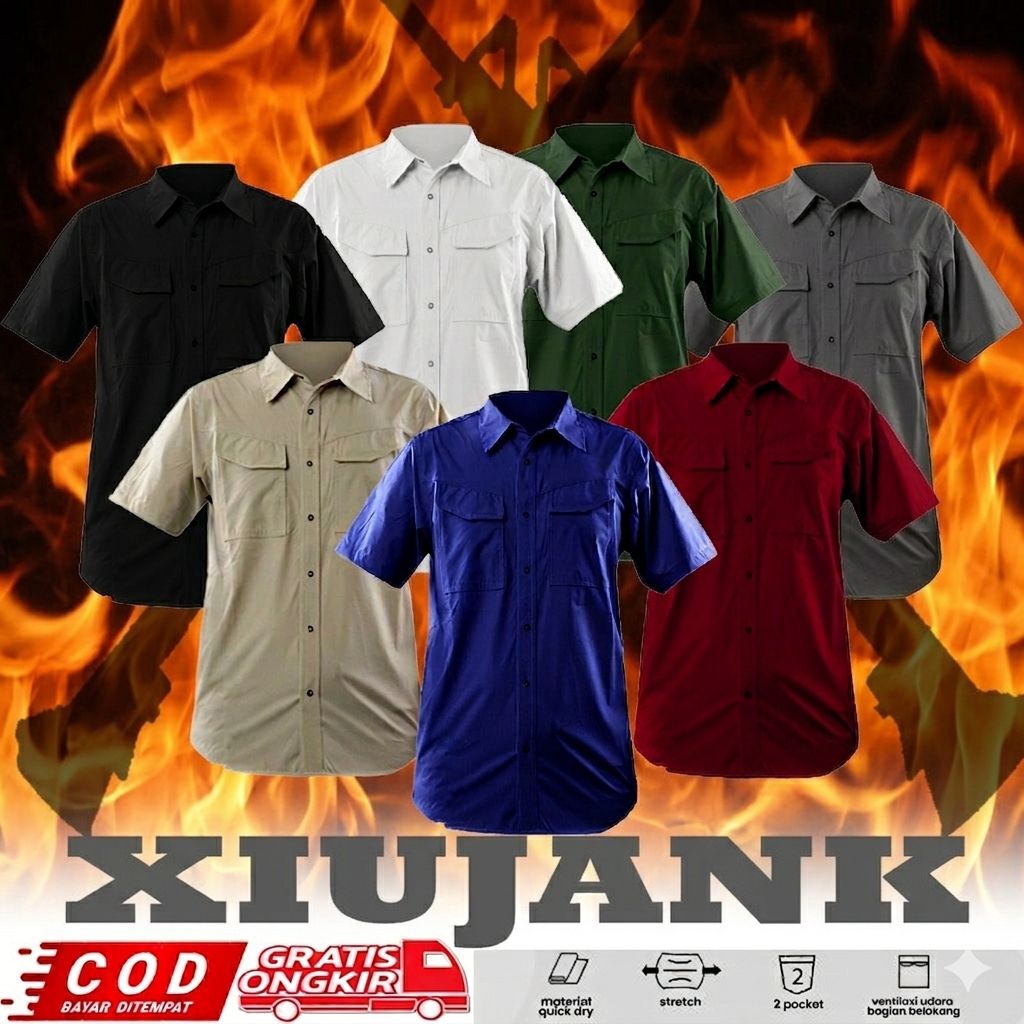 KEMEJA TACTICAL PASPAMPRES KATUN STRETCH KEMEJA PNS.KEMEJA PASPAMPRES