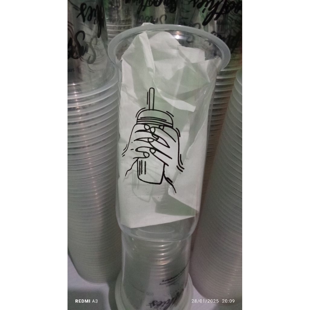 Gelas cup HOK 18 oz oval + Sablon Custom