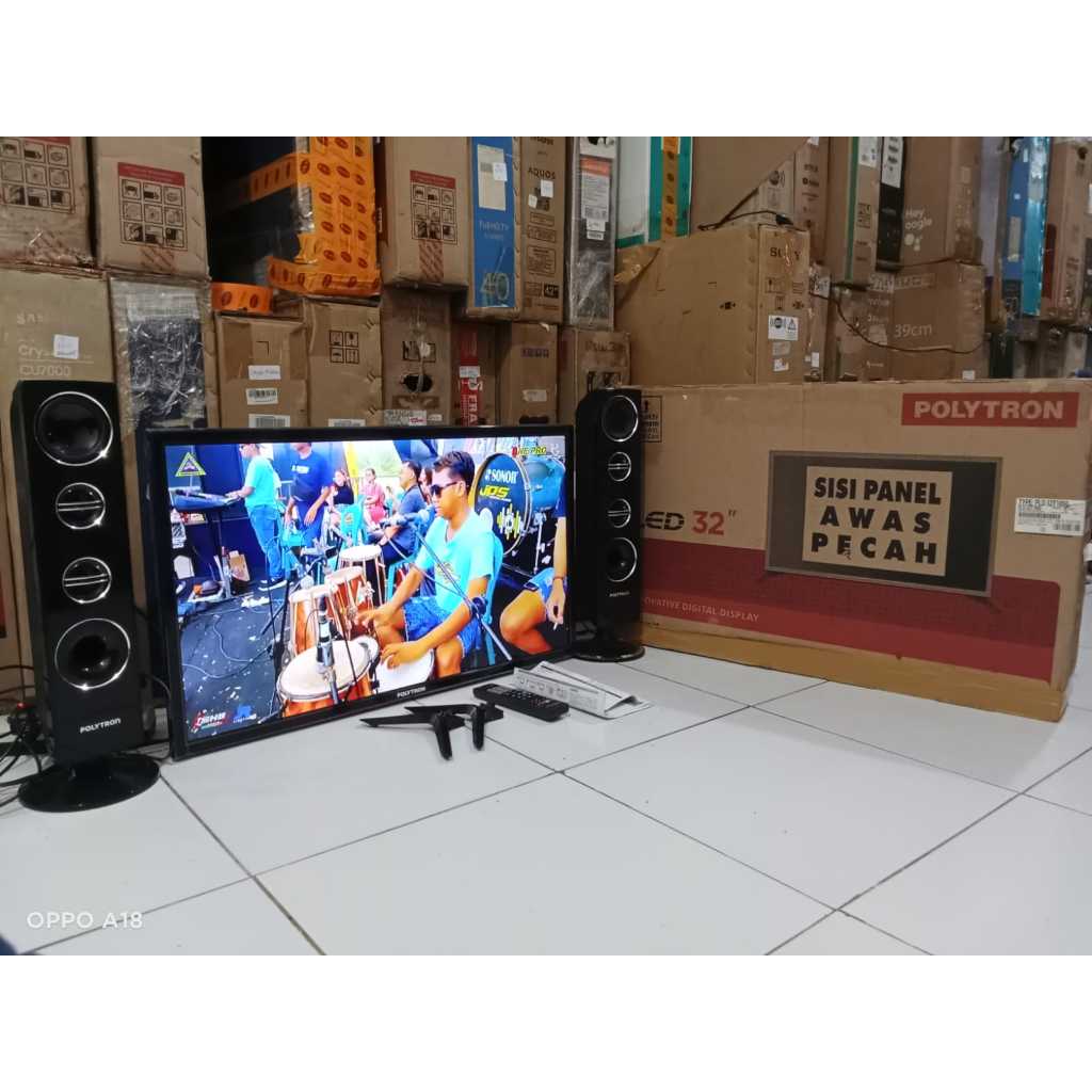 ANALOG TV LED POLYTRON 32 INC SPEAKER TOWER KONDISI BEKAS MASIH SEGEL (4154)