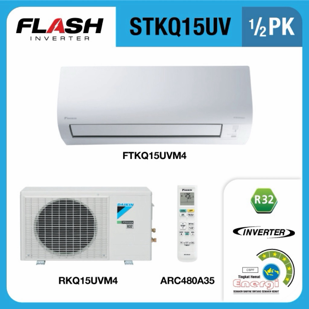AC DAIKIN SPLIT FLASH INVERTER THAILAND 1/2 PK (INSTAN JABODETABEK)