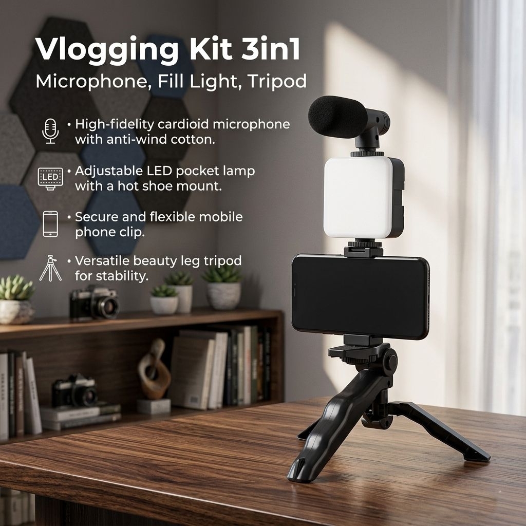 Paket Vlogger Set Lengkap Microphone Handle Mini Tripod Serbaguna Youtube Video Tripod