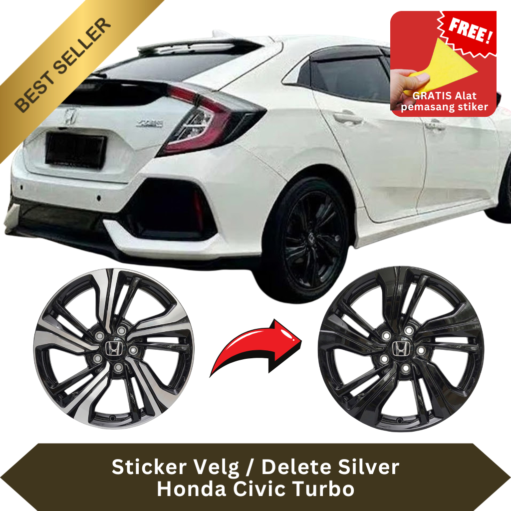 Stiker Delet Silver Velg Honda Civic Turbo