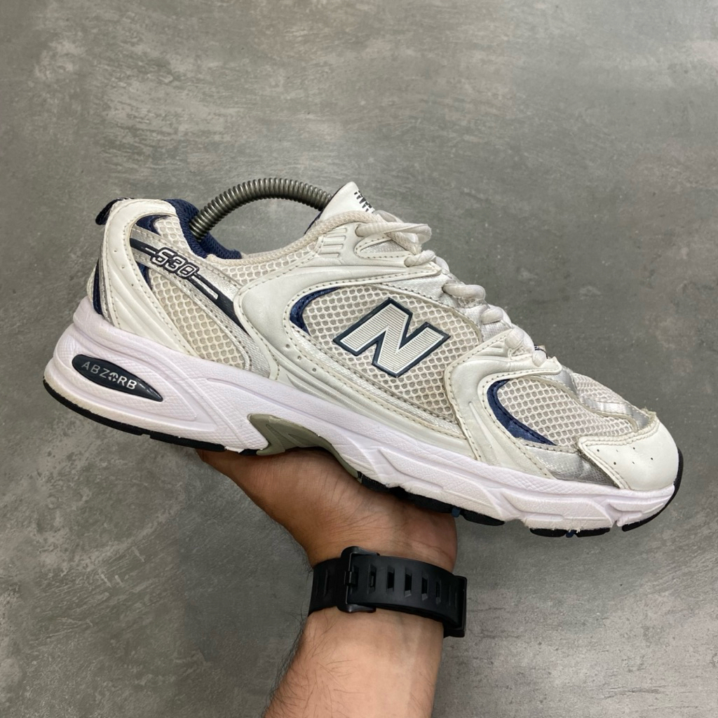 [Size 43] New Balance 530 White Natural Indigo Silver Navy (MR530SG) Second Original Kondisi Mulus N