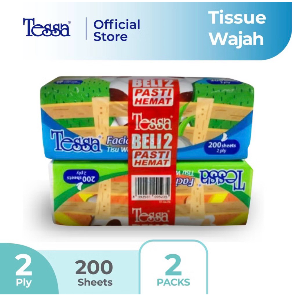 Tessa Facial Tissue Isi 200s 2ply x 2 pcs - tisu Tessa 200sheet x 2 pak