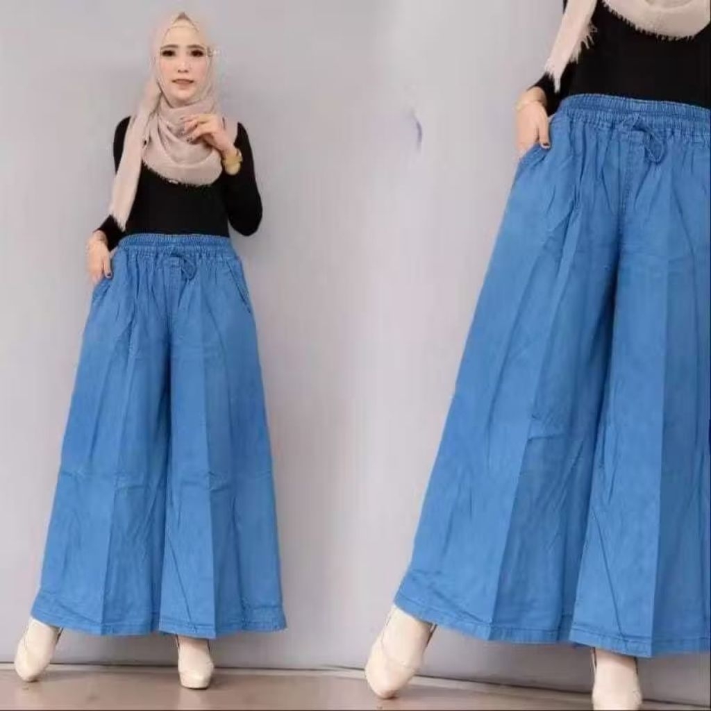 Celana Kulot Jeans Wanita standar dan jumbo Muat BB 45-100kg
