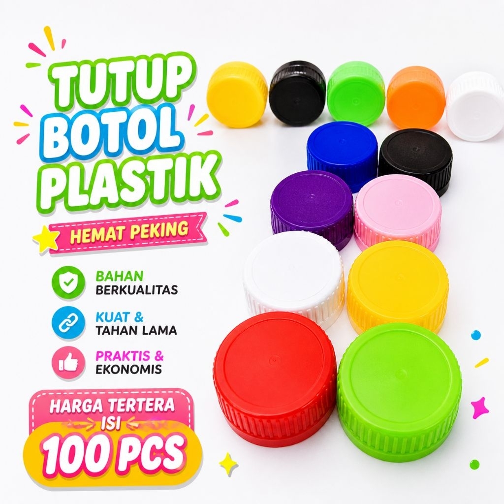 Tutup Botol Plastik Long Neck Paket isi 100 pcs Air Mineral Segel BARU