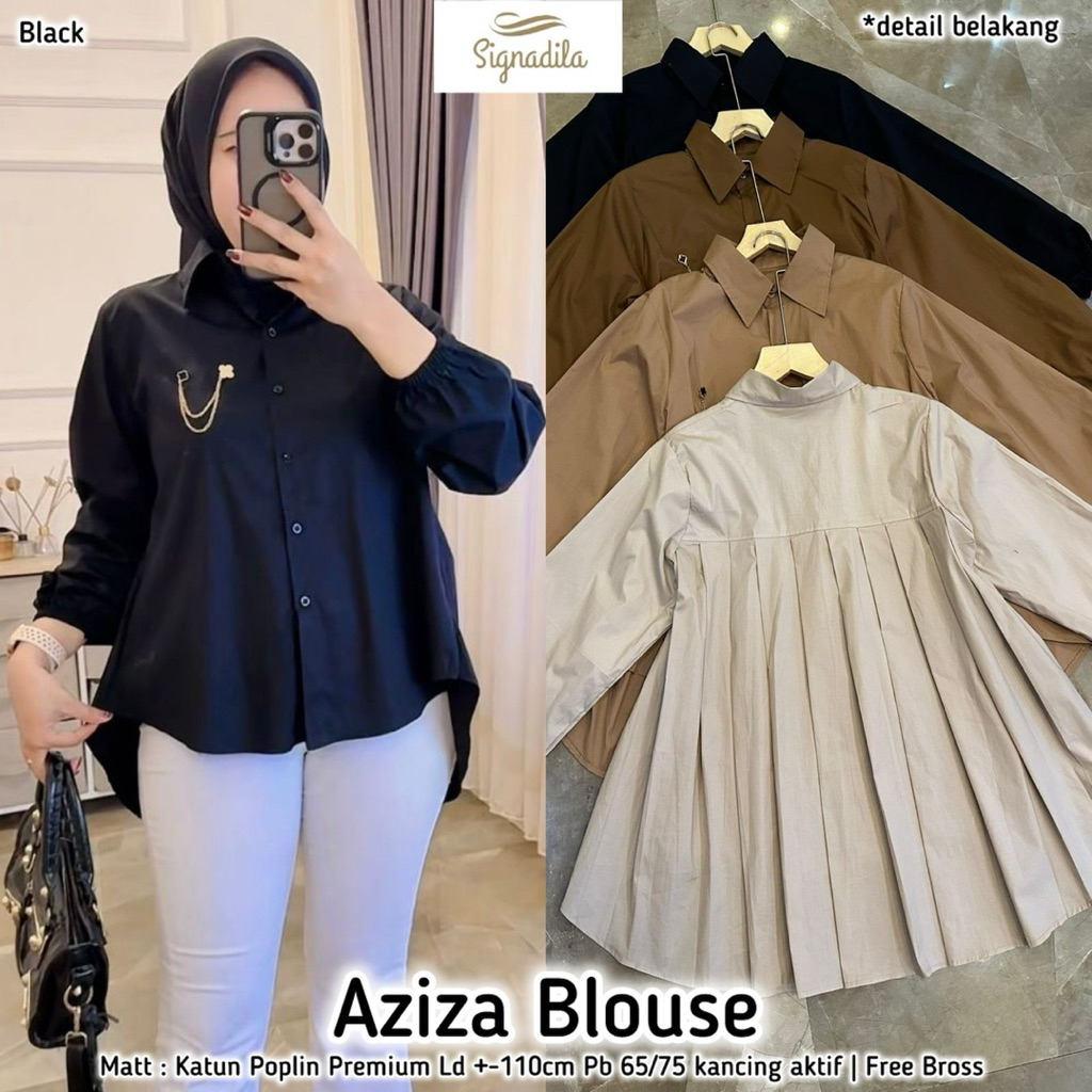 BISA COD // Aziza Blouse by Signadila // Atasan Kemeja Katun Bagian Belakang Rempel