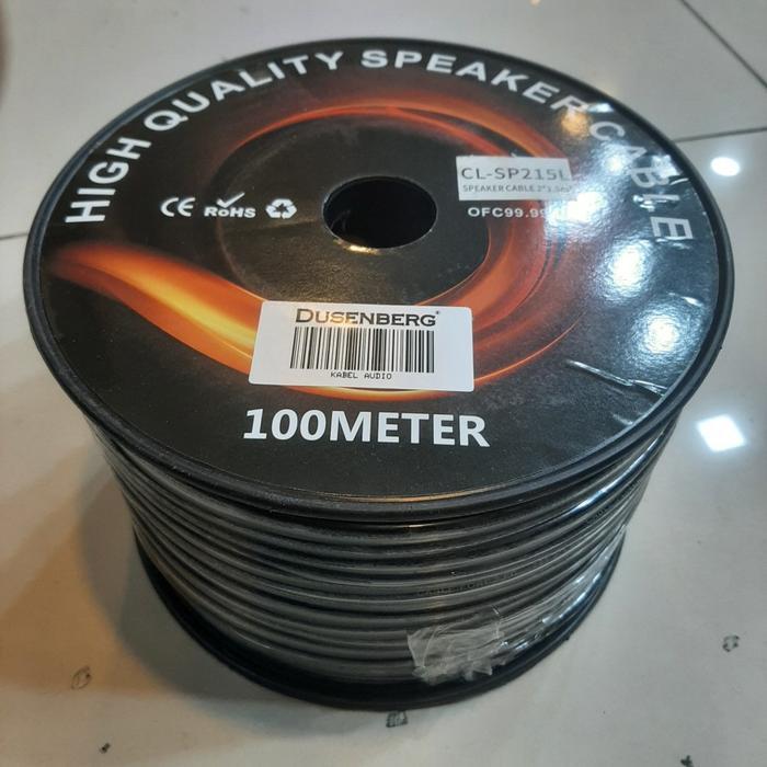 (JUAL 100 METER) Kabel Speaker, Kabel Audio Stereo Tembaga 99% Full 100 Meter DUSENBERG 2×1.5mm Kabel Serabut Speaker Karaoke Original