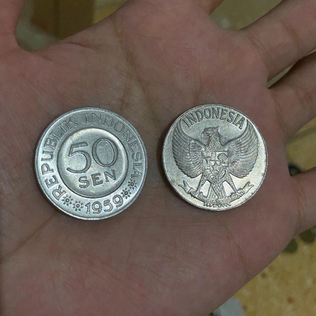 Koin/ Uang Logam 50 Sen Indonesia (1951, 1958, 1959)