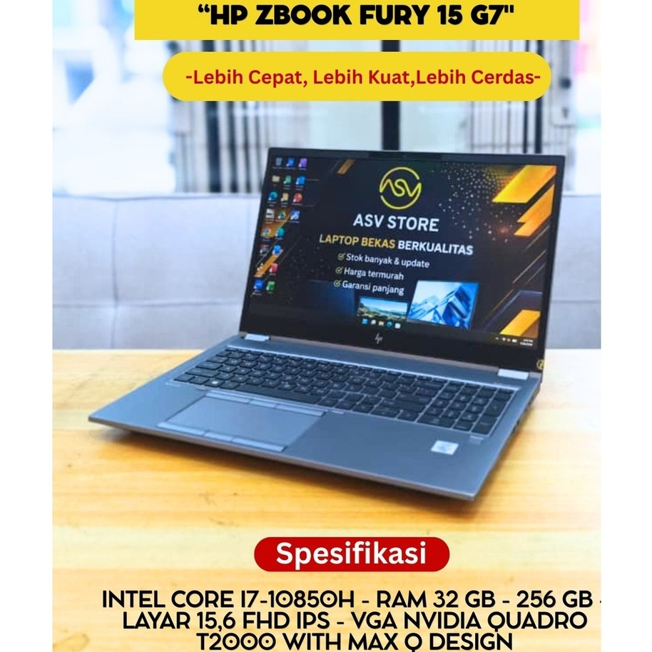 HP ZBOOK FURY 15 G7 CORE I7 10850H RAM 32GB SSD 256GB NVIDIA QUADRO T2000 4GB LAPTOP WORKSTATION EDI