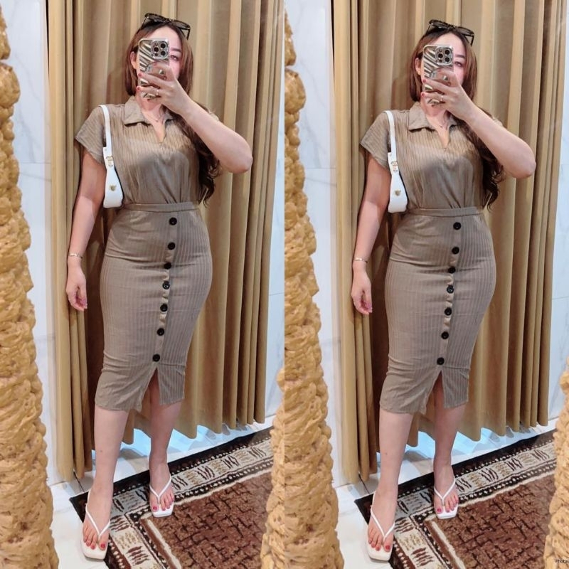 SET ROK CAMELIA RIB KNIT SETELAN ROK WANITA JUMBO SET ROK RIB KNIT IMPORT PREMIUM