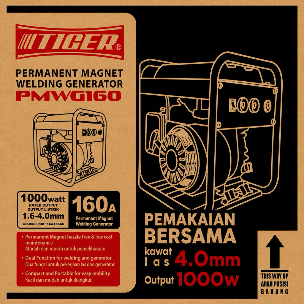 Generator Mesin Las Inverter TIGER PMWG 160 Inverter Welding
