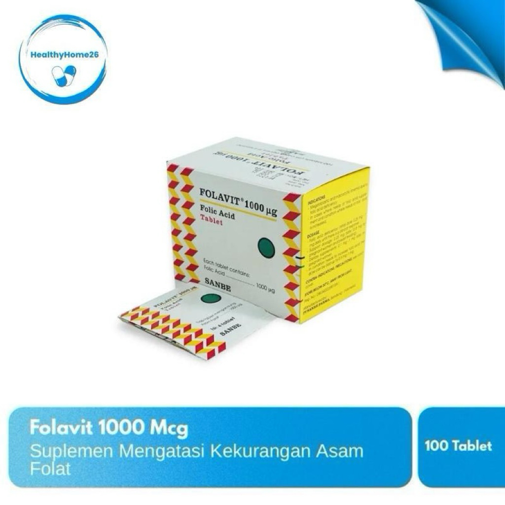 Folavit Asam Folat 1000 mcg 5 Strip - Suplemen Asam Folat untuk Ibu Hamil dan Menyusui