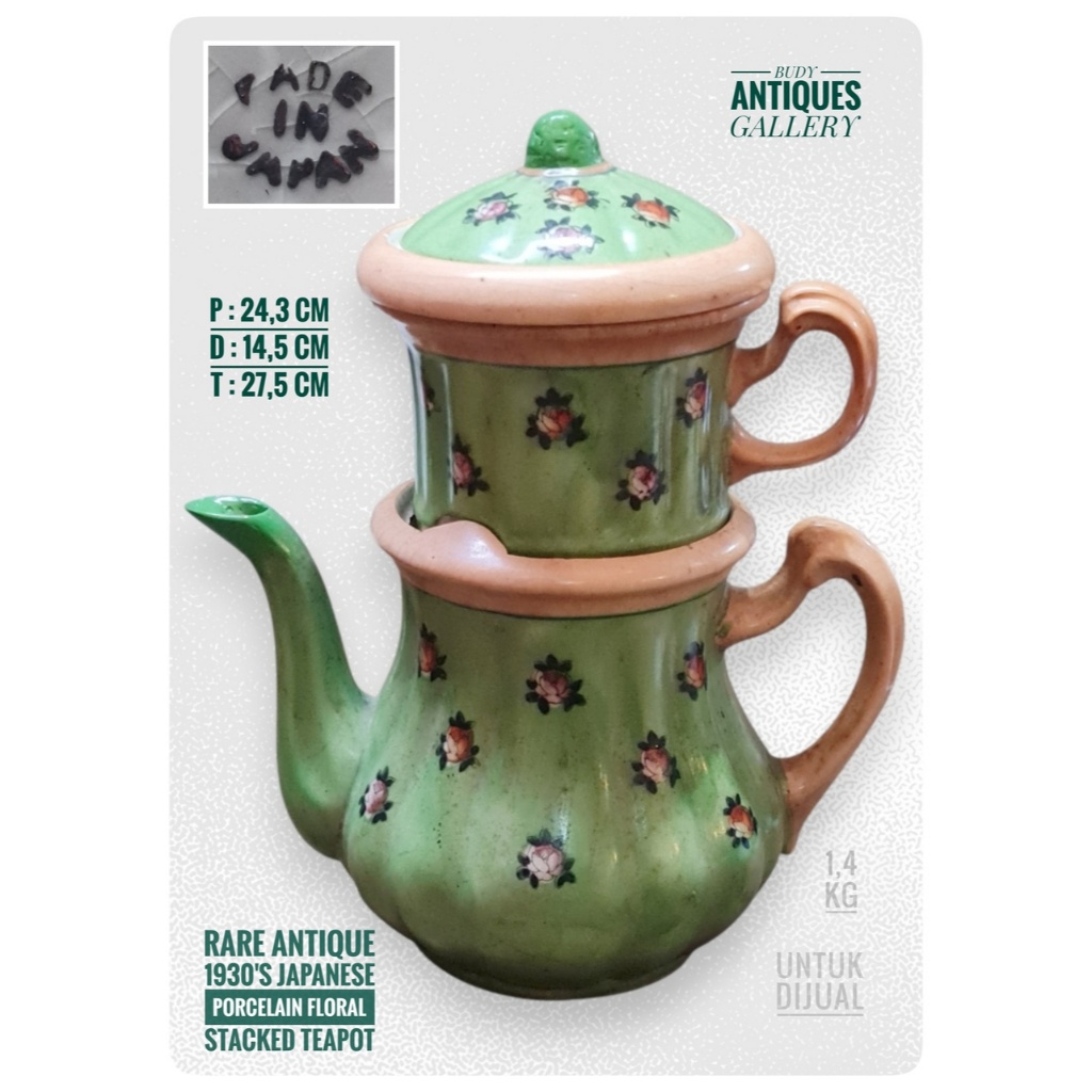 Antique 1930's Japanese Porrcelain Floral Stacked Tea Pot