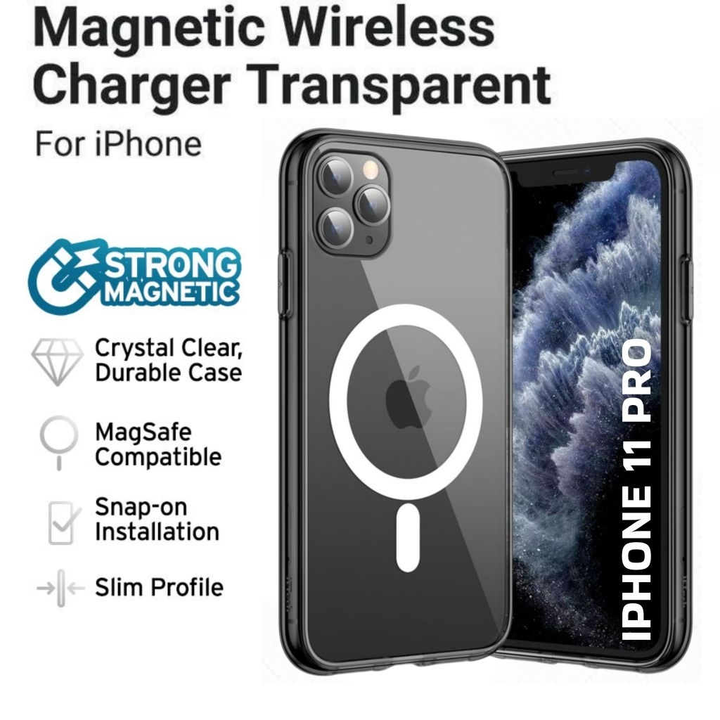 Case Iphone 11 Pro Magsafe Clear Case Magnetic Wireless Charger Hardcase Drop Protection