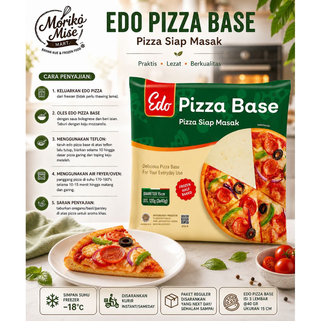 [ EDO Pizza Base Bread ] roti pizza 120 gr isi 3 / pizza frozen bread lembaran