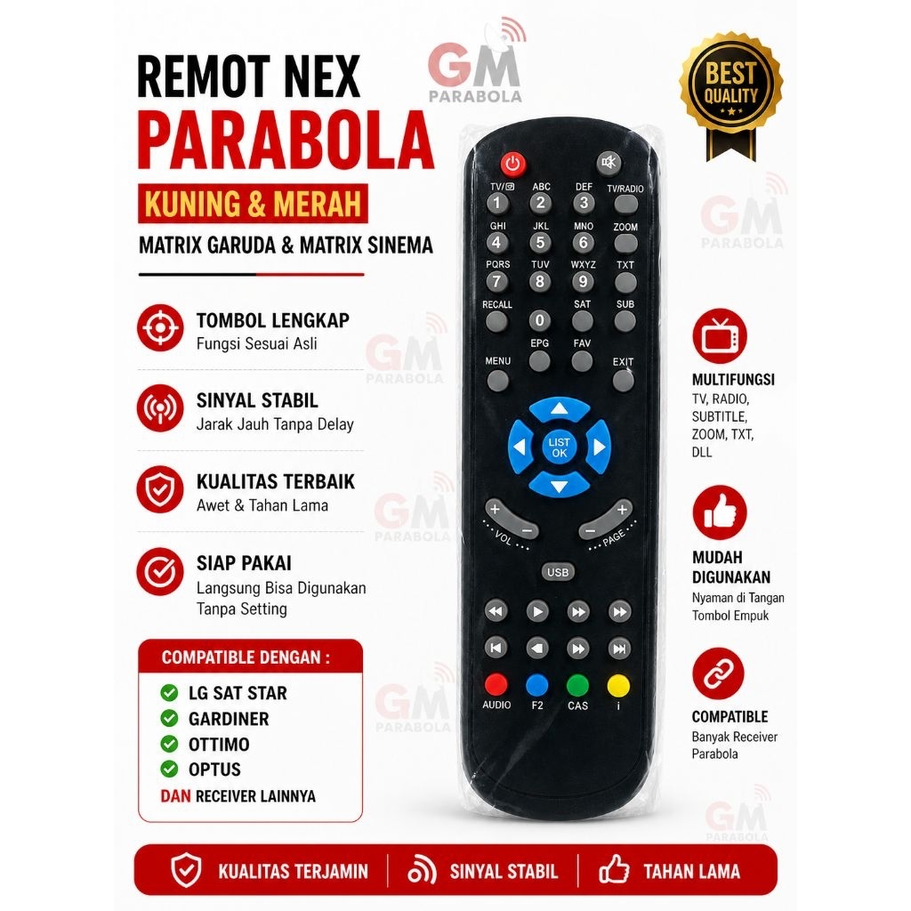 REMOT NEX PARABOLA KUNING DAN MERAH MATRIX GARUDA DAN MATRIX SINEMA