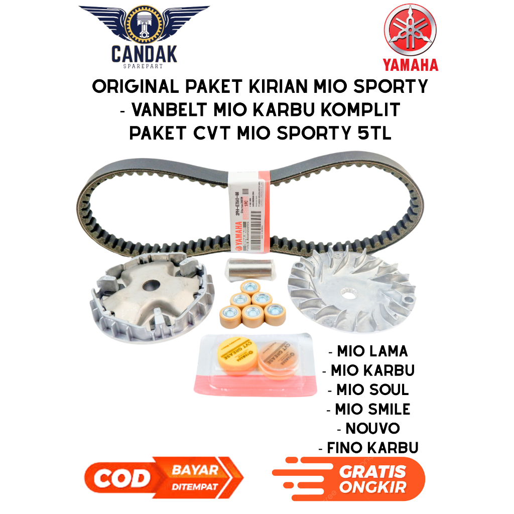 Original Paket Kirian Mio Sporty - VanBelt Mio Karbu Komplit Paket CVT Mio Sporty 5TL