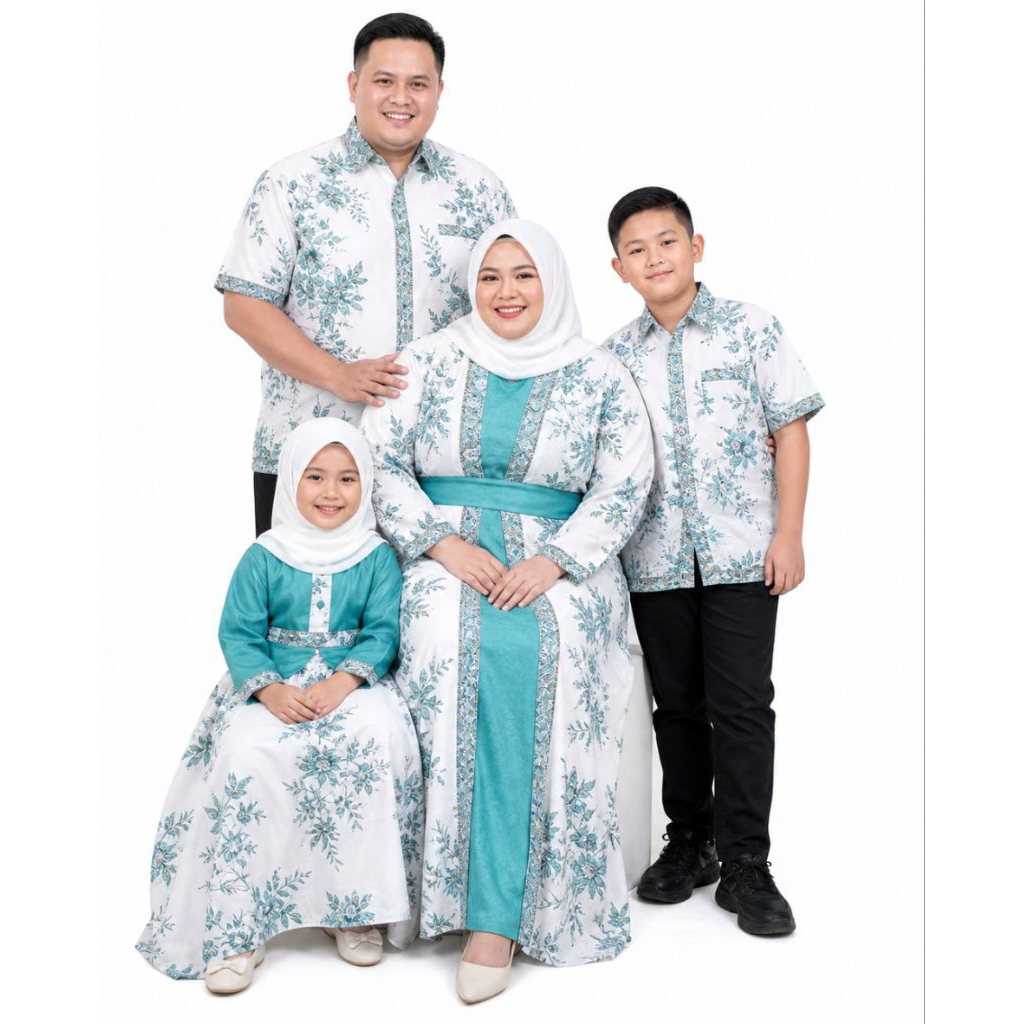 BATIK FAMILY MUSLIM COUPLE KELUARGA BATIK CREAM TOSCA
