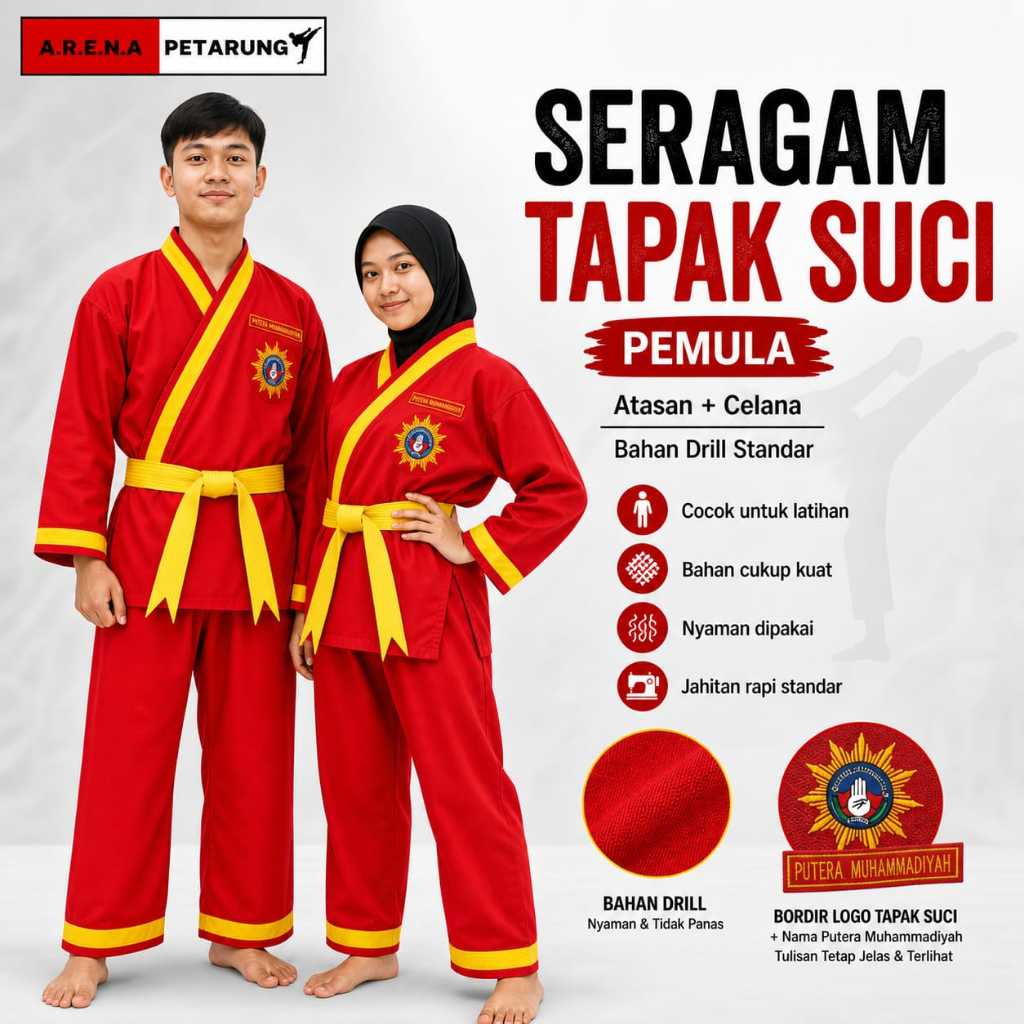 Seragam Tapak Suci Pemula - Baju Celana Tapak Suci Plus Sabuk - arena petarung