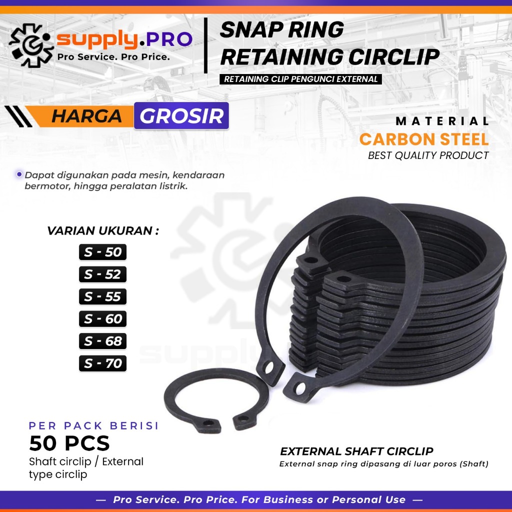 Snap Ring Pengunci Gear Motor S 50 -70 - Tahan Lama, Baja Berkualitas, Mudah Dipasang