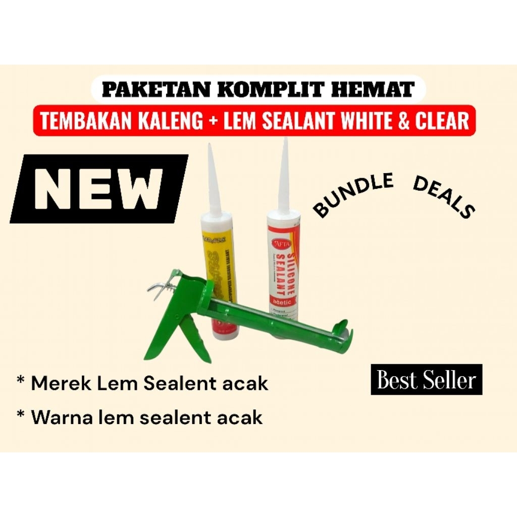 LEM KACA+ALAT TEMBAK/PAKET 2IN1/TEMBAKAN KALENG/LEM SEALANT/LEM KACA/ALAT TEMBAK LEM