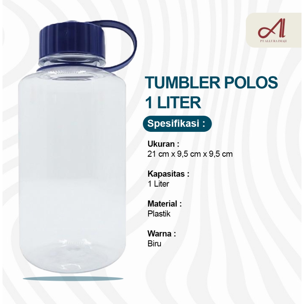 Tumblr Polos Tumbler Botol Minum Plastik 1000ml Bening Putih Polos 1 Liter