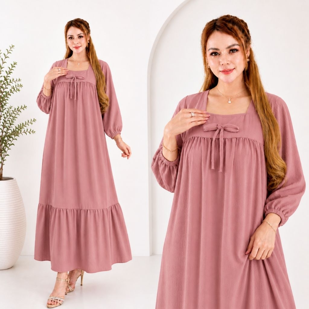 Dress Mall Daster Fuji Kekinian Novia Pita Crinkle Airflow Premium Original Daster Wanita Terbaru